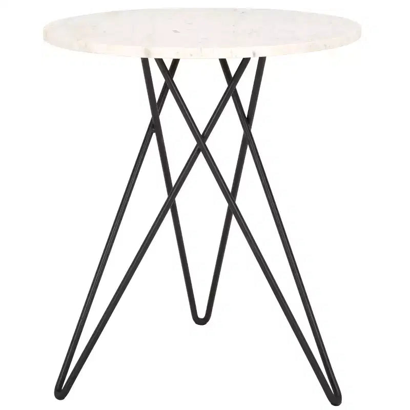 Marble Side Table White Marble/Black