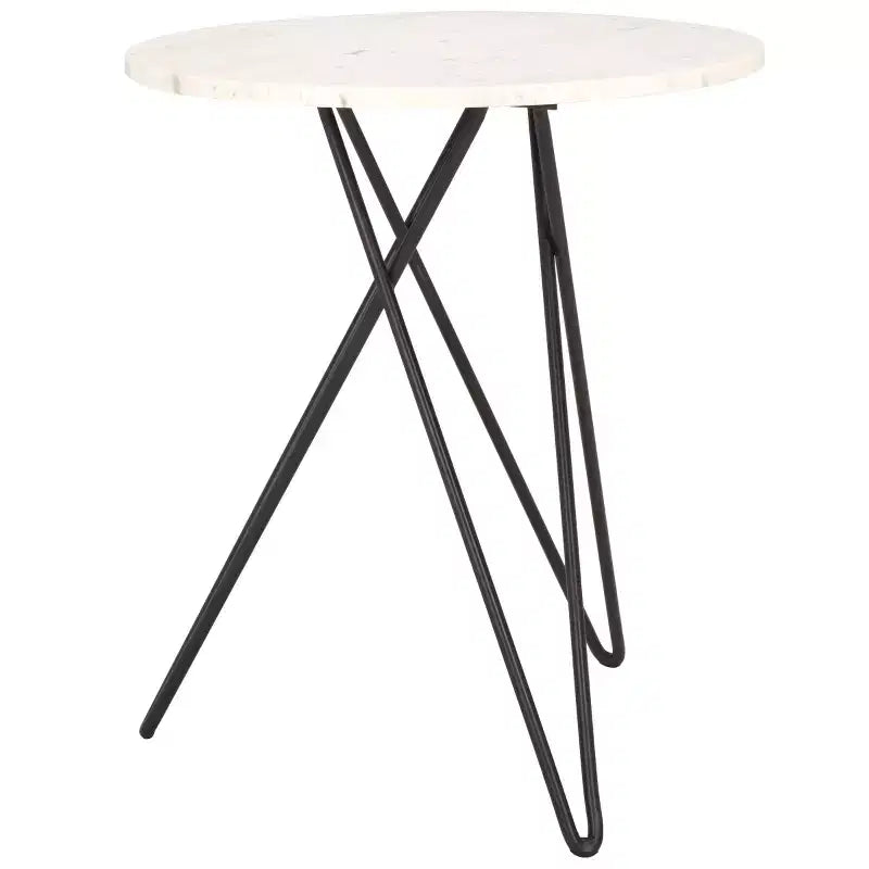 Marble Side Table White Marble/Black