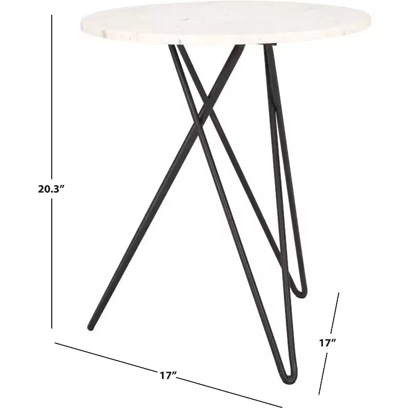 Marble Side Table White Marble/Black