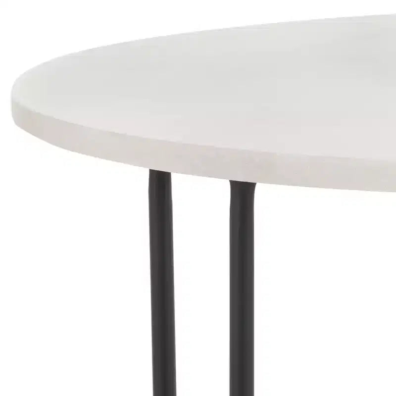 Round Accent Table White Marble/Black