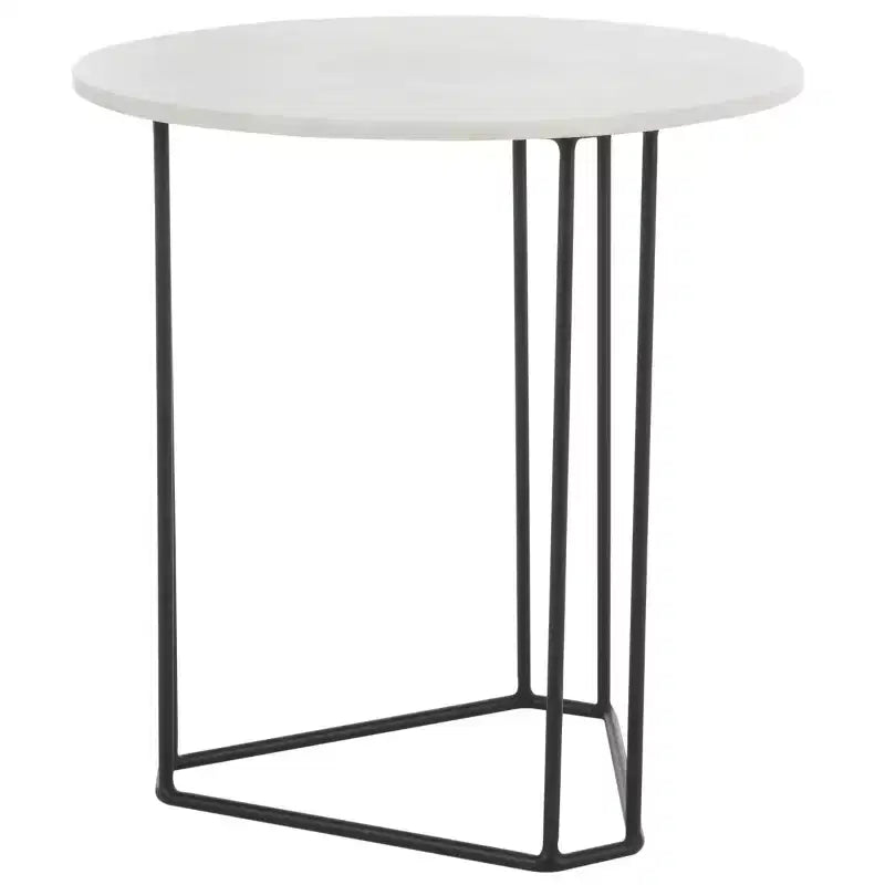 Round Accent Table White Marble/Black