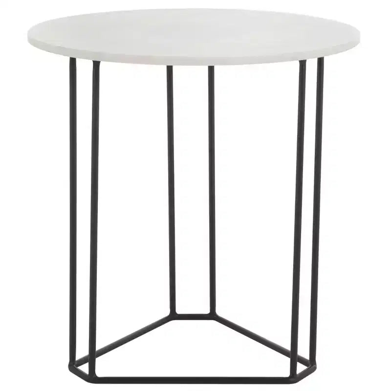 Round Accent Table White Marble/Black