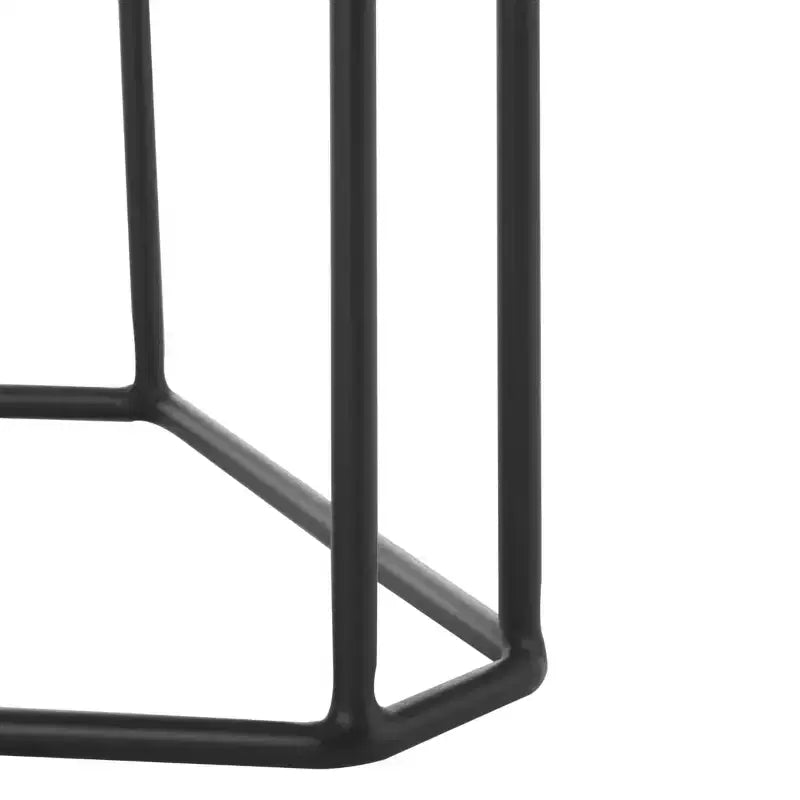 Round Accent Table White Marble/Black