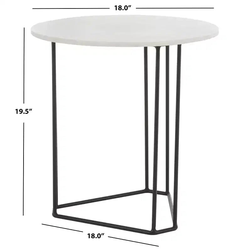 Round Accent Table White Marble/Black