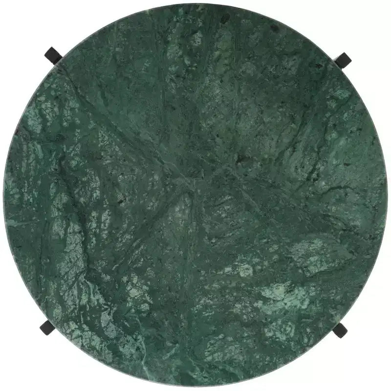 Round Accent Table Green Marble/Black