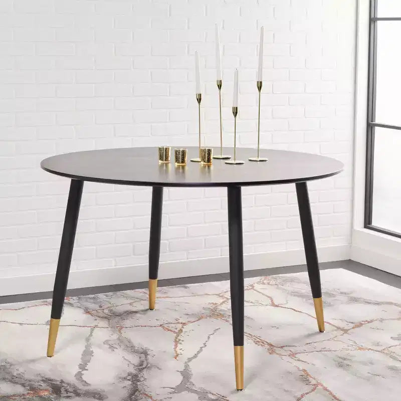 Round Dining Table in Black and Gold