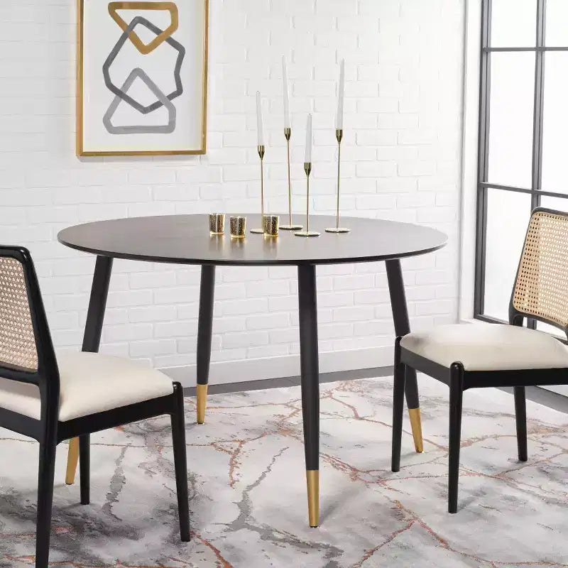 Round Dining Table in Black and Gold
