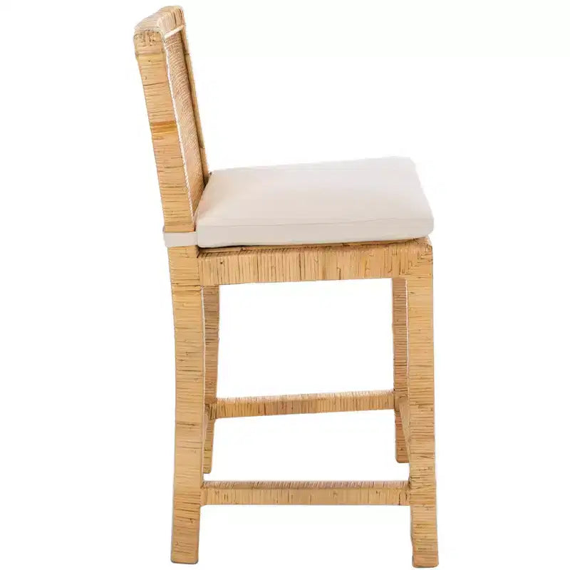 Cane Counter Stool With Cushion White/Natural