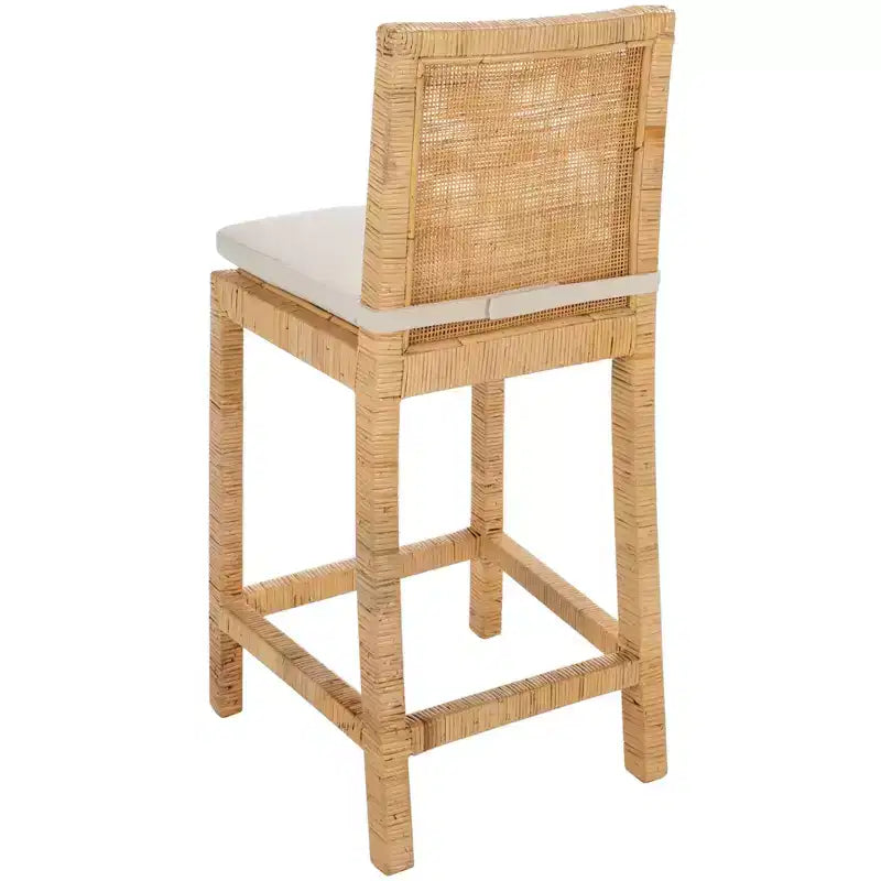 Cane Counter Stool With Cushion White/Natural