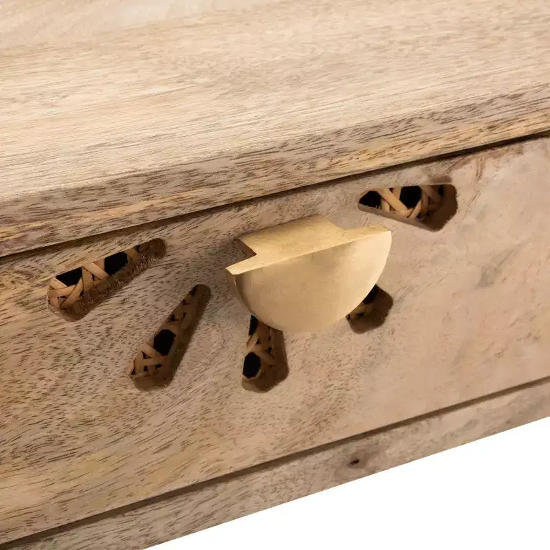 2 Drawer Desk Natural/Brass