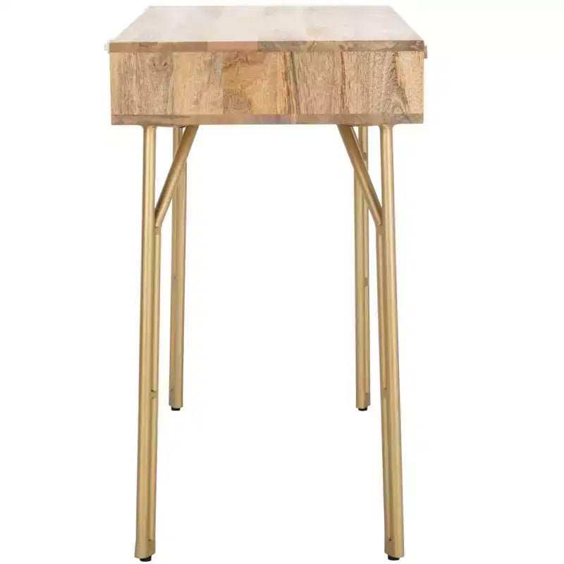 2 Drawer Desk Natural/Brass