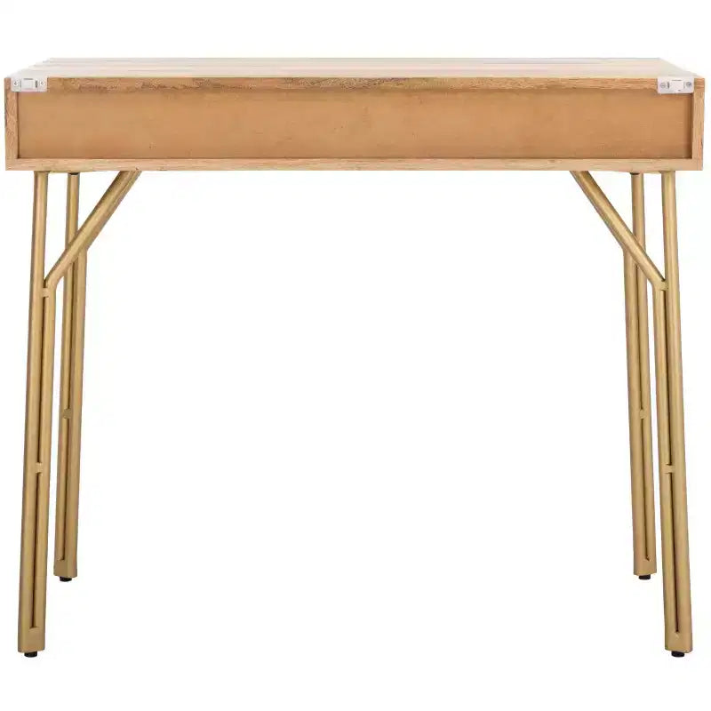 2 Drawer Desk Natural/Brass