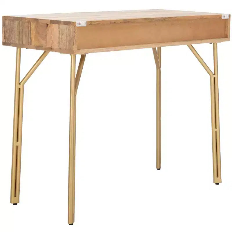 2 Drawer Desk Natural/Brass