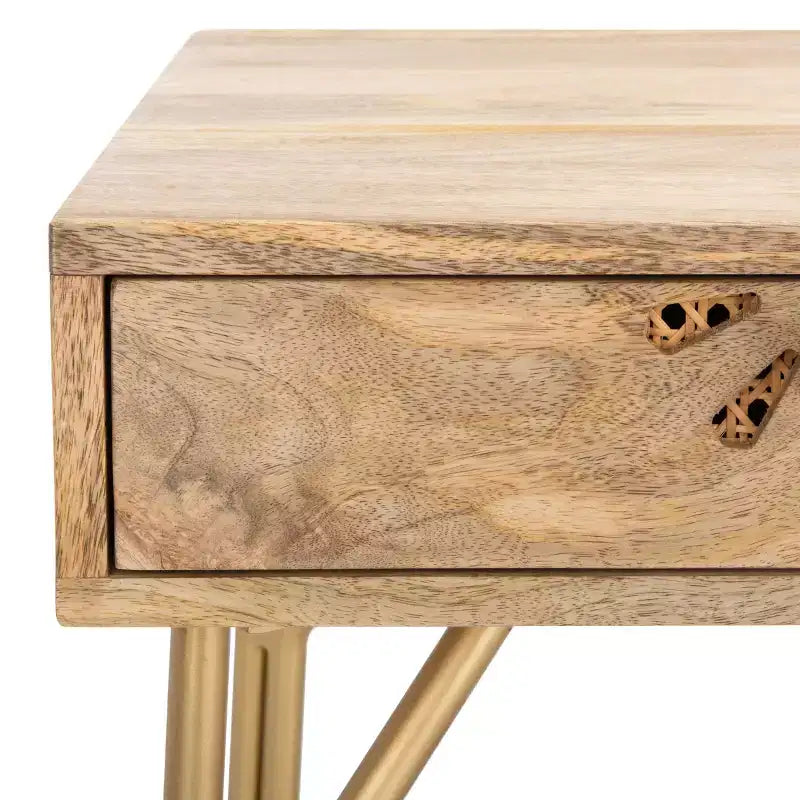 2 Drawer Desk Natural/Brass