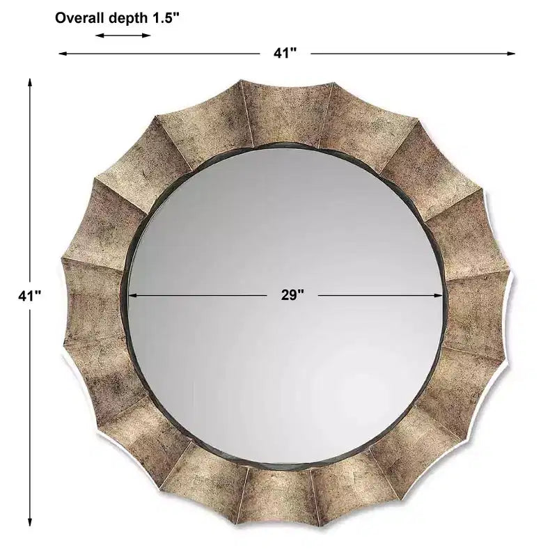 Antique Silver Round Wall Mirror 41"