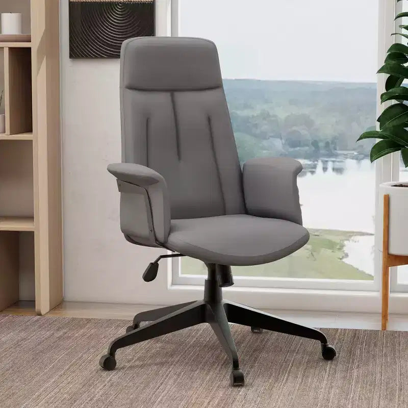 Ergonomic Leather High-Back Office Chair — Adjustable Height, Swivel & Tilt, Armrests, Modern Desk Chair for Home Office