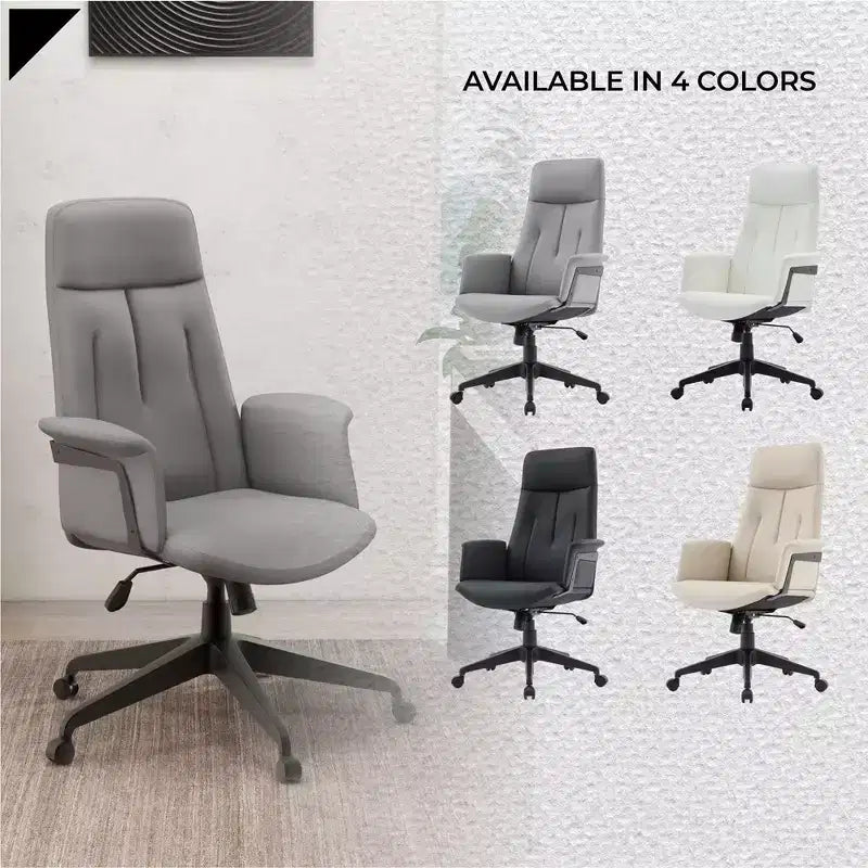 Ergonomic Leather High-Back Office Chair — Adjustable Height, Swivel & Tilt, Armrests, Modern Desk Chair for Home Office