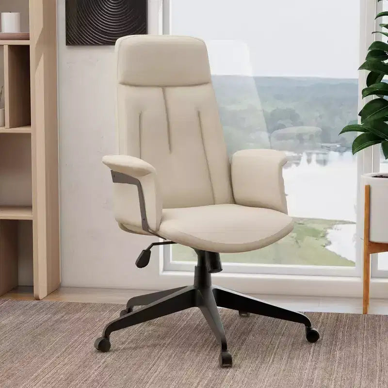 Ergonomic Leather High-Back Office Chair — Adjustable Height, Swivel & Tilt, Armrests, Modern Desk Chair for Home Office