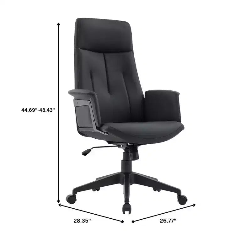 Ergonomic Leather High-Back Office Chair — Adjustable Height, Swivel & Tilt, Armrests, Modern Desk Chair for Home Office