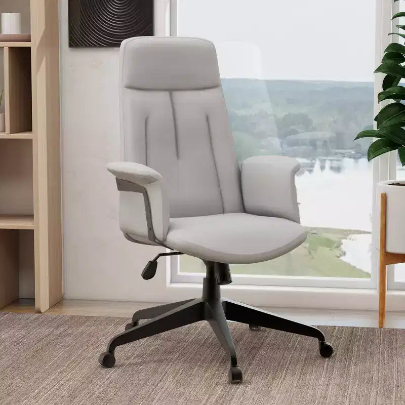 Ergonomic Leather High-Back Office Chair — Adjustable Height, Swivel & Tilt, Armrests, Modern Desk Chair for Home Office