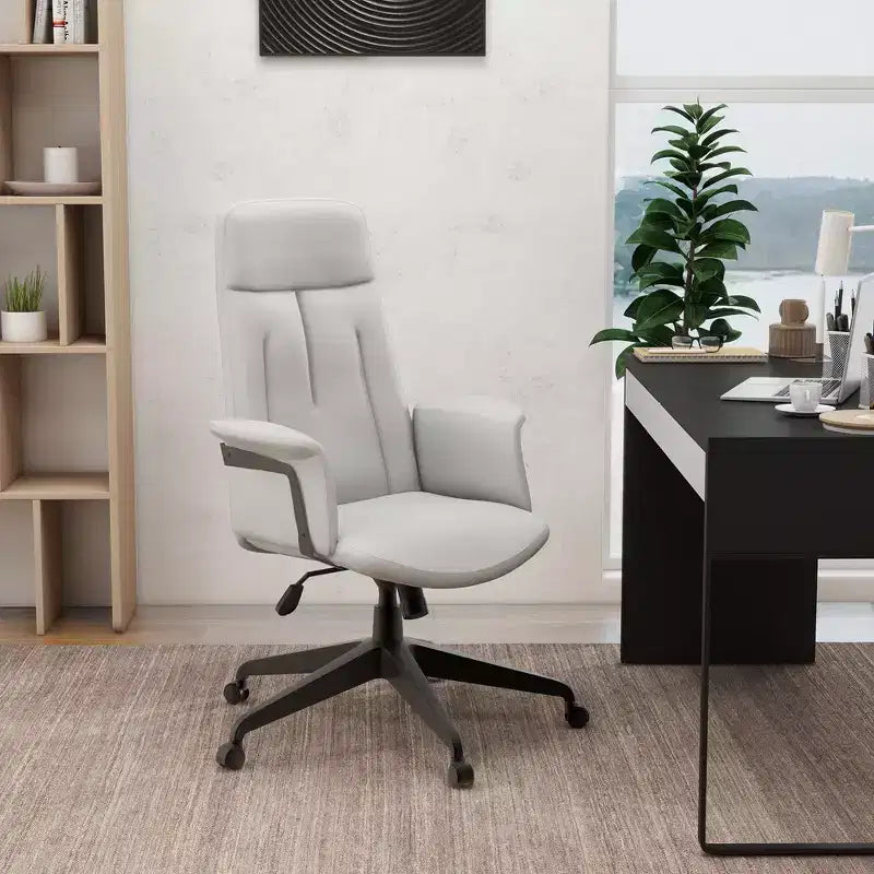 Ergonomic Leather High-Back Office Chair — Adjustable Height, Swivel & Tilt, Armrests, Modern Desk Chair for Home Office
