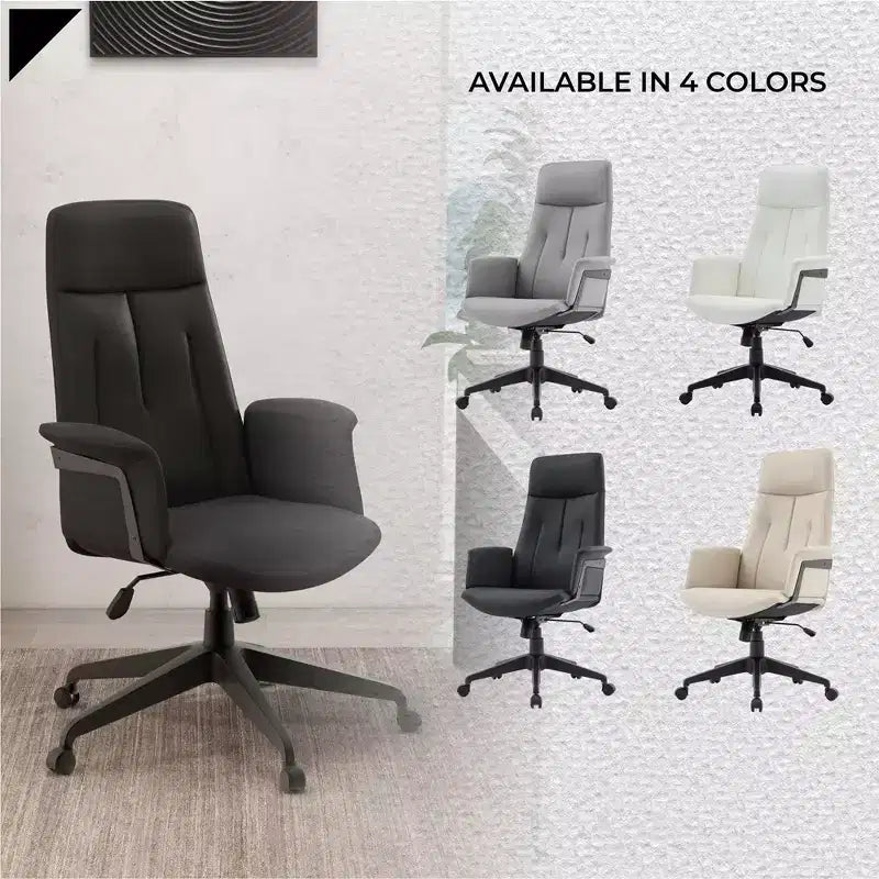 Ergonomic Leather High-Back Office Chair — Adjustable Height, Swivel & Tilt, Armrests, Modern Desk Chair for Home Office