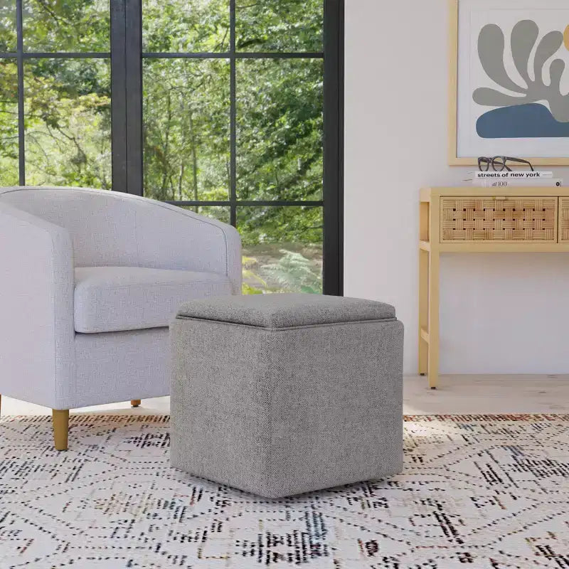 Storage Ottoman with Tray Top