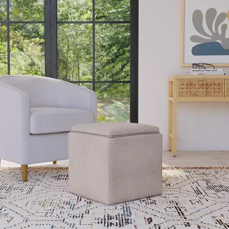 Storage Ottoman with Tray Top